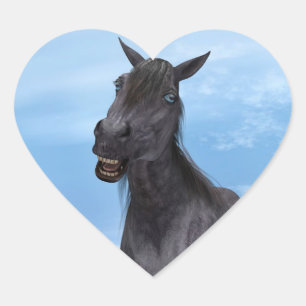 Sticker Cœur Cheval souriant