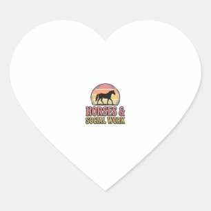 Sticker Cœur Cheval & Travail Social Vector Design Rétro Couche