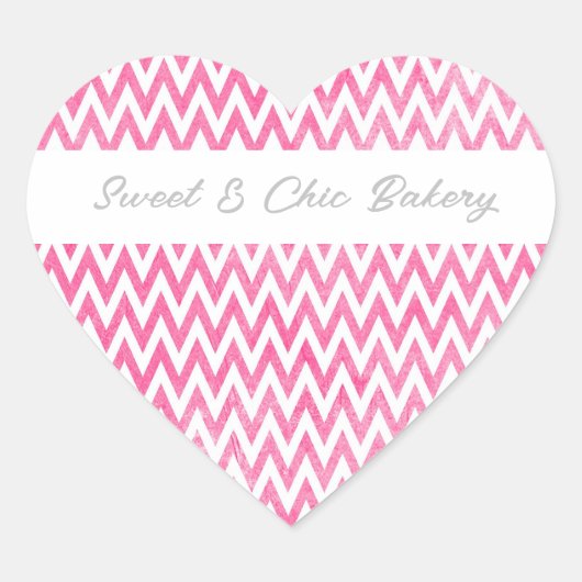 Sticker Cœur Chevron blanc rose (Devant)