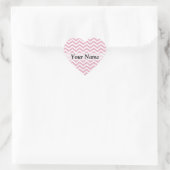 Sticker Cœur chevron rose et blanc (Sac)