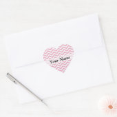 Sticker Cœur chevron rose et blanc (Enveloppe)