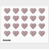 Sticker Cœur Chevron rose et noir Dalmation (Feuille)