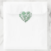 Sticker Cœur Chevron Vache vert et blanc Impression (Sac)
