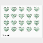 Sticker Cœur Chevron Zebra Green et White Print (Feuille)