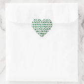 Sticker Cœur Chevron Zebra Green et White Print (Sac)