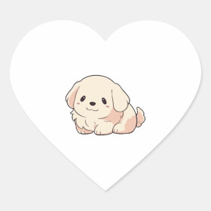 Sticker Cœur Chibi Golden Retriever