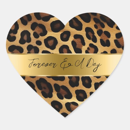 Sticker Cœur Chic Brown Leopard Mariage (Devant)