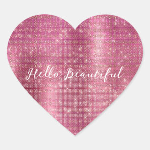 Sticker Cœur Chic Glam Argent rose étincelle et noir