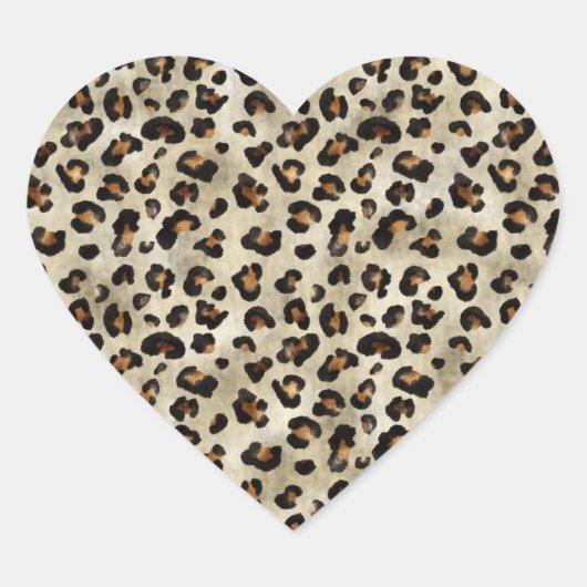 Sticker Cœur Chic Leopard Print Animal Print Wild Cat Pattern (Devant)