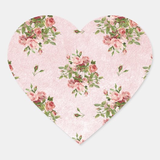 Sticker Cœur Chic Romantique Rose Floral (Devant)