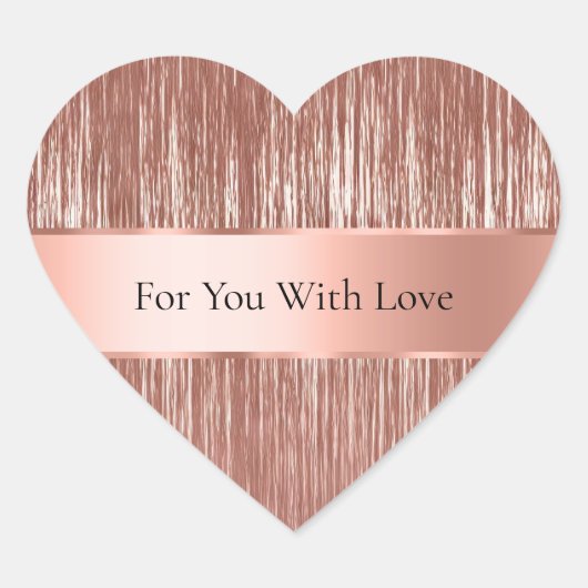 Sticker Cœur Chic Rose Gold Glam Tinsel Stripes (Devant)