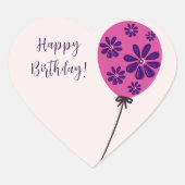 Sticker Cœur Chic Script Joyeux Anniversaire ! Ballons roses (Devant)