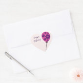 Sticker Cœur Chic Script Joyeux Anniversaire ! Ballons roses (Enveloppe)