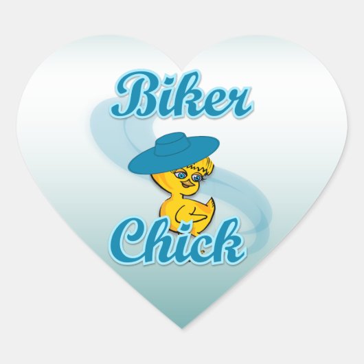Sticker Cœur Chick motocycliste #3 (Devant)