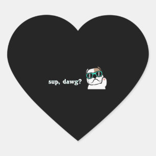Sticker Cœur Chien à la menthe cool avec lunettes de soleil à l