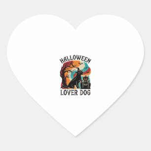 Sticker Cœur Chien amateur d'Halloween Chapeau de sorcière Citr
