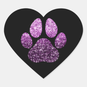 Sticker Cœur Chien Animal de compagnie Paw Purple Étincelle Par