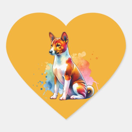 Sticker Cœur Chien Basenji (Devant)