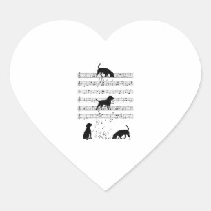 Sticker Cœur Chien beagle Musique Note Musicien de Clef Cute Be