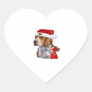 Sticker Cœur Chien beagle Noël T Chemise Chien Famille Noël