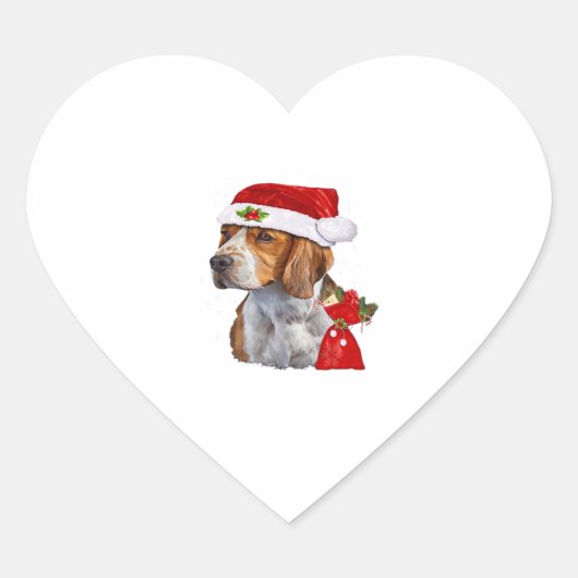 Sticker Cœur Chien beagle Noël T Chemise Chien Famille Noël (Devant)