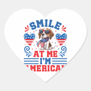Sticker Cœur Chien Beagle patriotique pour 4 juillet