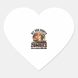 Sticker Cœur Chien chasse les zombies Conception de vecteur Hal