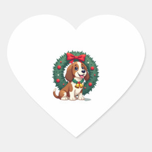 Sticker Cœur Chien de Basset Hound Jingle Bells