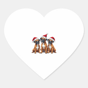 Sticker Cœur Chien de boxe Doux moche Noël Lumière Noël Pyjama