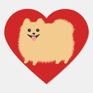 Sticker Cœur Chien de caricature - Super mignon Pommy en rouge