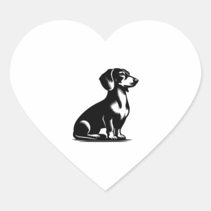 Sticker Cœur Chien de chasse classique Chien Dachshund Vintage 