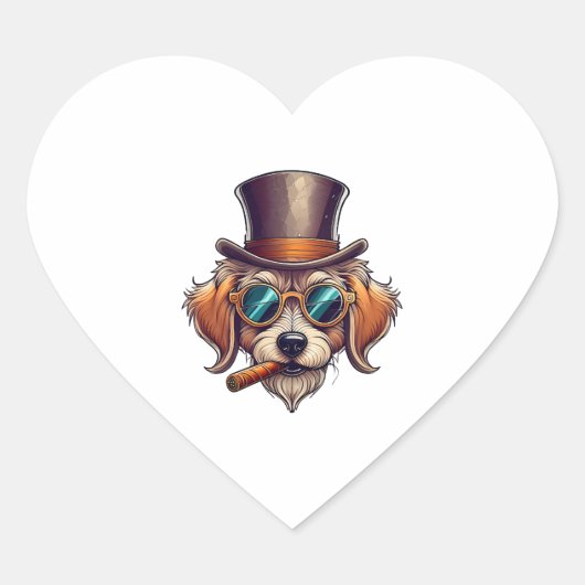 Sticker Cœur Chien de cigares (Devant)