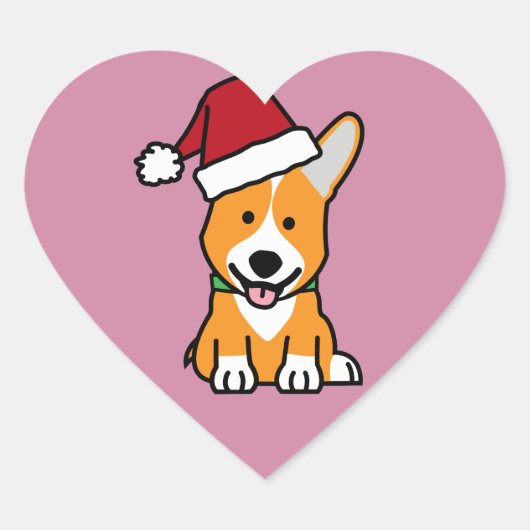 Sticker Cœur Chien de Corgi chiot Pembroke Gallois chapeau de N (Devant)