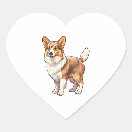 Sticker Cœur Chien de Corgi mignon (Devant)