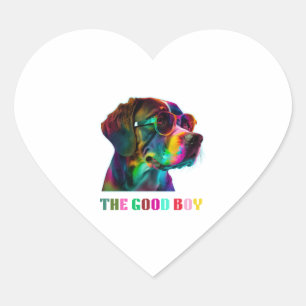 Sticker Cœur Chien de couleur néon jolie race de chien coloré e