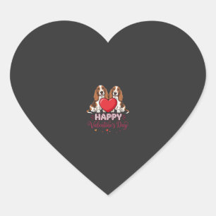 Sticker Cœur Chien de la Saint-Valentin Basset Hound Floral