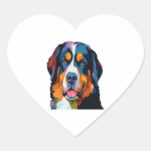 Sticker Cœur Chien de Montagne bernois coloré