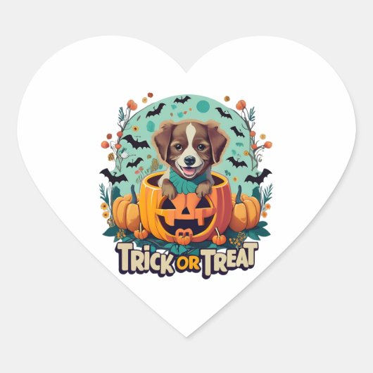 Sticker Cœur Chien d'Halloween 1 (Devant)