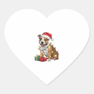 Sticker Cœur Chien du Staffordshire de Père Noël