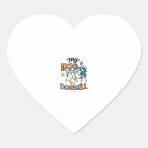 Sticker Cœur Chien est sonnette aboiement blanc bleu_1