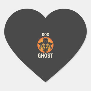 Sticker Cœur Chien Fantôme Halloween Horreur Vecteur