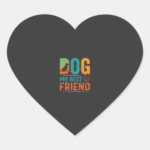 Sticker Cœur Chien Mon Meilleur Ami Design Rétro
