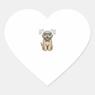 Sticker Cœur Chien Patriotique Feu d'Artifice Vintage Design de