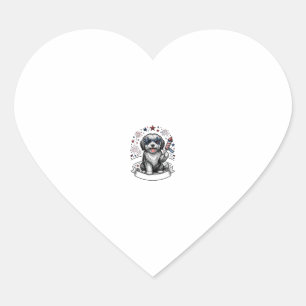 Sticker Cœur Chien Patriotique Feu d'Artifice Vintage Vector T-