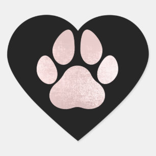 Sticker Cœur Chien Pet Paw Rose Parties scintillant noire Étinc