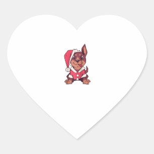 Sticker Cœur Chien Santa Hat - Drôle Noël Raglan Baseball Te