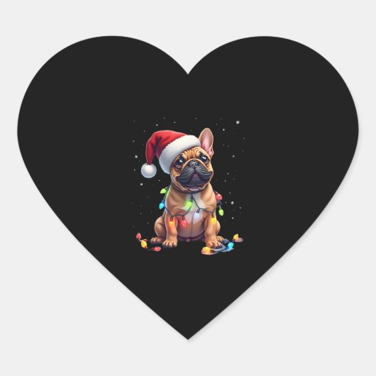 Sticker Cœur Chien-taureaux français Père Noël Chien-taureaux f (Devant)
