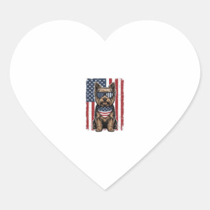 Sticker Cœur Chien Terrier Patriotique Drapeau Vintage Vector D