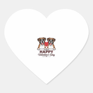 Sticker Cœur Chiens Boxer Joyeuse Saint-Valentin Vintage