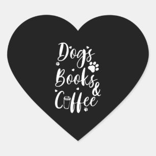 Sticker Cœur Chiens Livres Café Amoureux des chiens Livre Worm